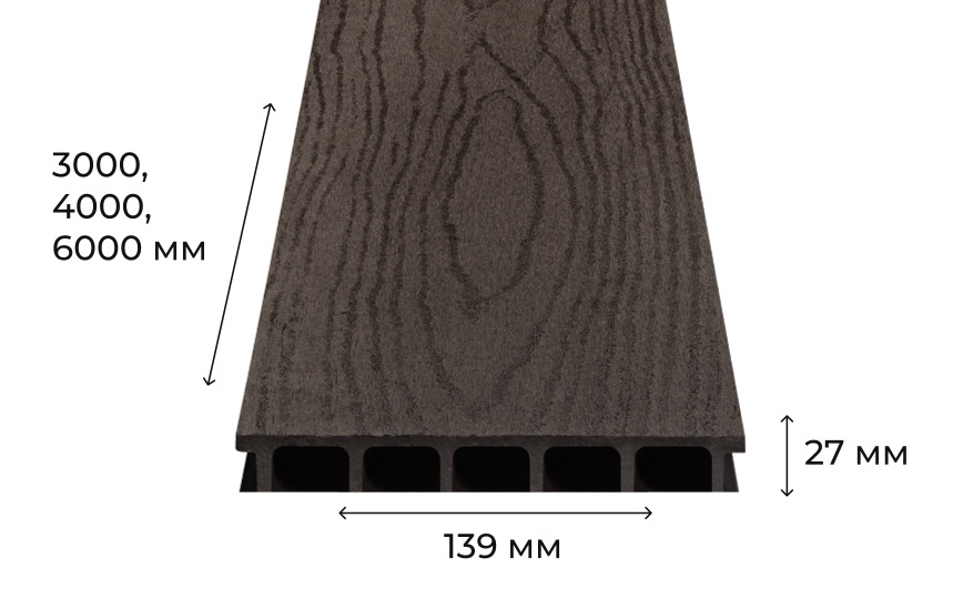 Террасная доска Magnus 139x27мм L=6м Антрацит